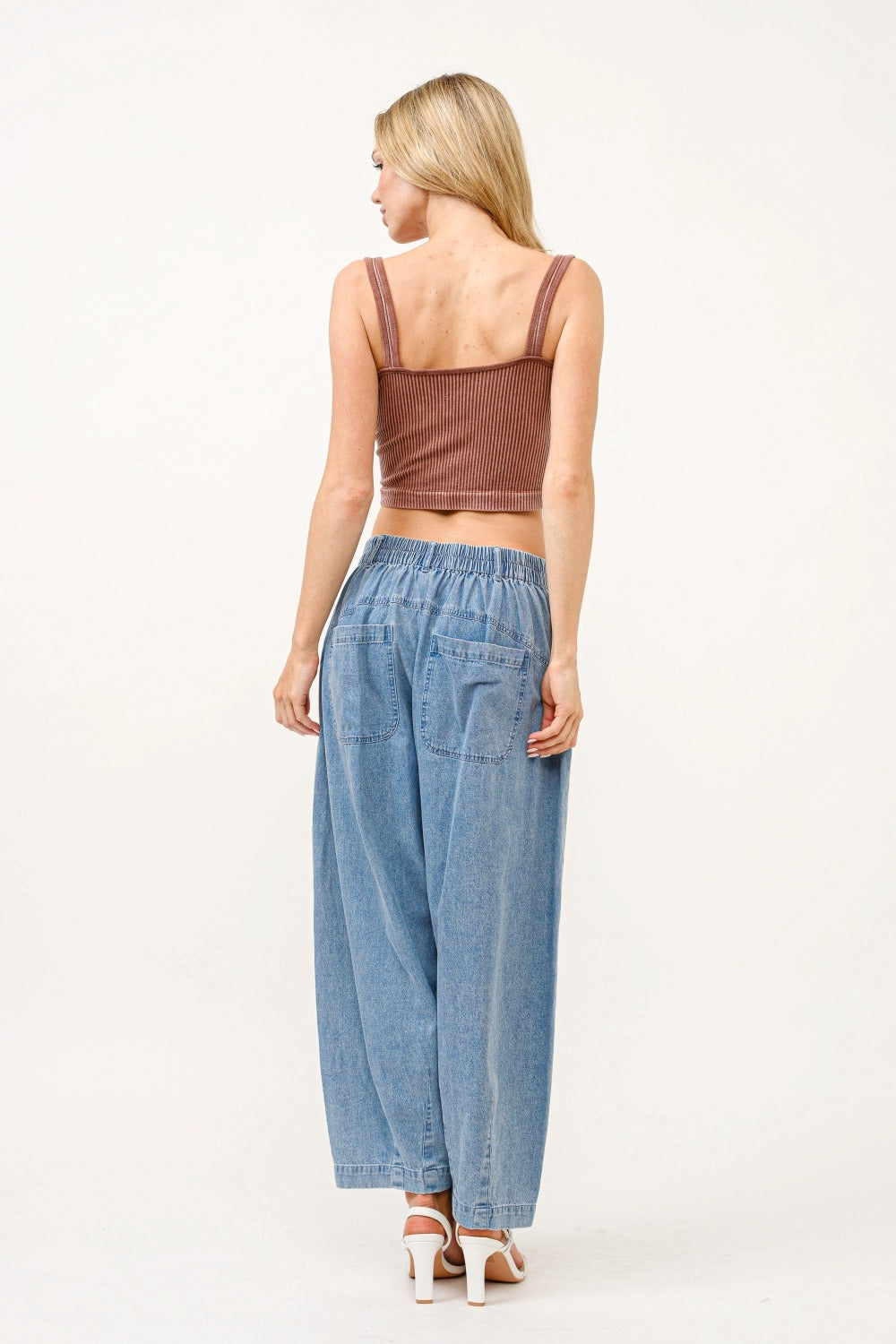 And The Why Elastic Back Pleated Baggy Jeans | Maekery Studio