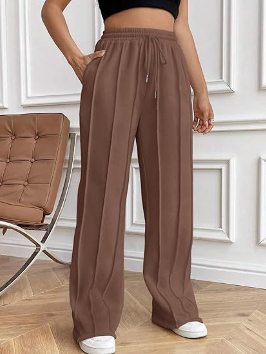 Drawstring Wide Leg Pants with Pockets | Maekery Studio