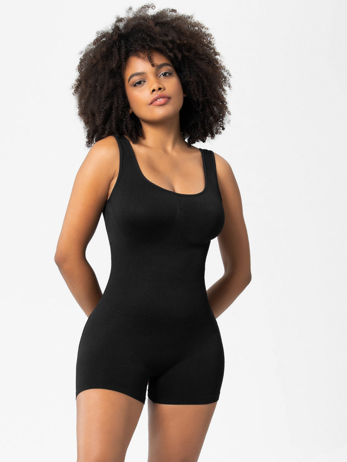 Scoop Neck Wide Strap Shaping Romper | Maekery Studio