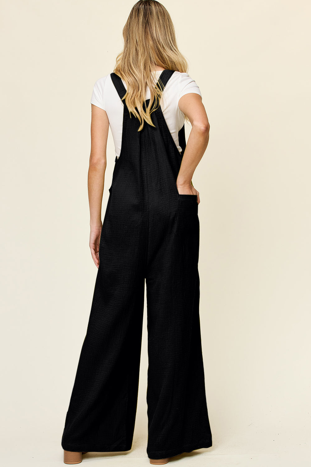 Double Take Full Size Texture Wide Strap Wide Leg Overall | Maekery Studio