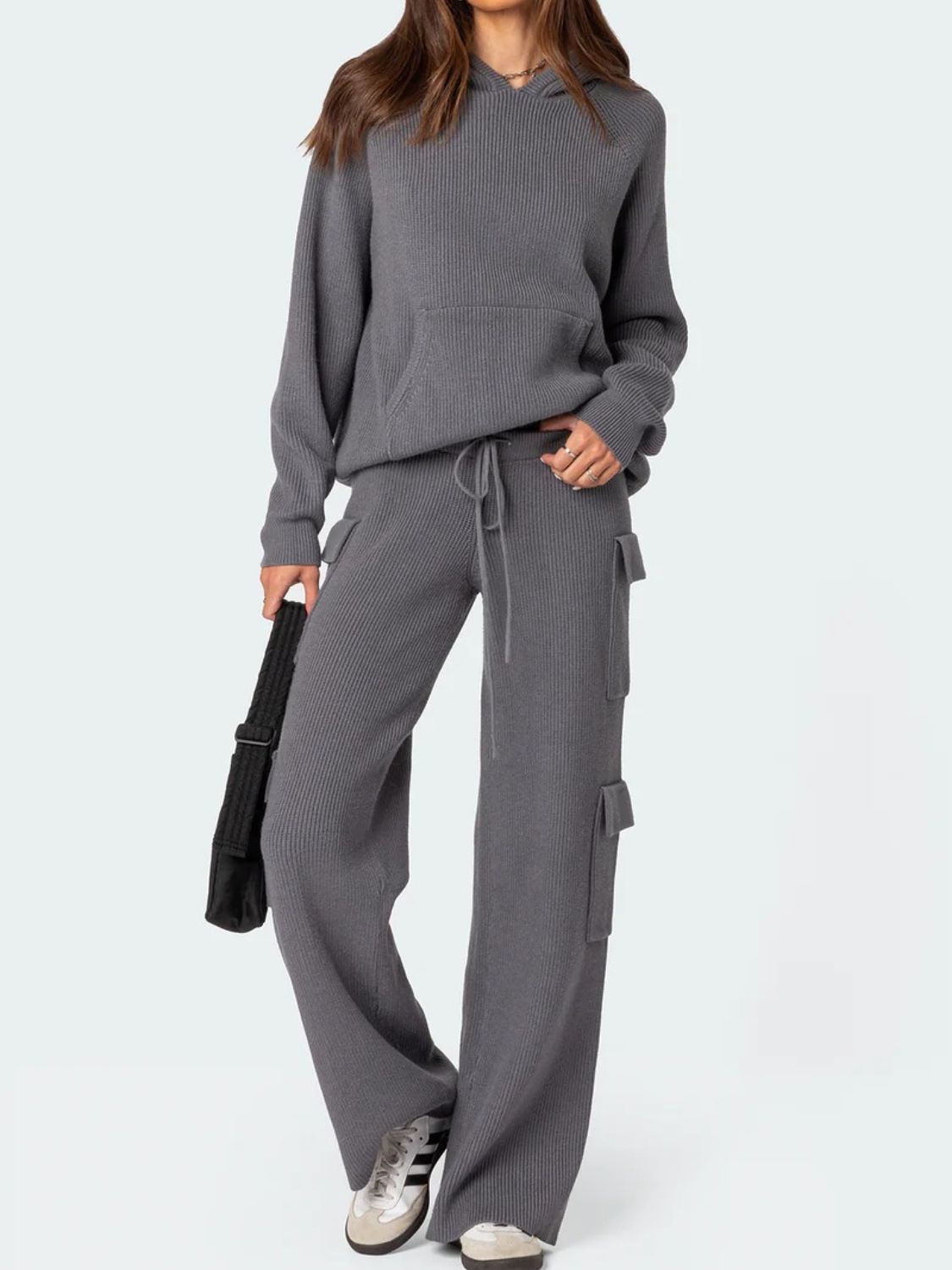 Long Sleeve Hooded Top and Pants Sweater Set | Maekery Studio