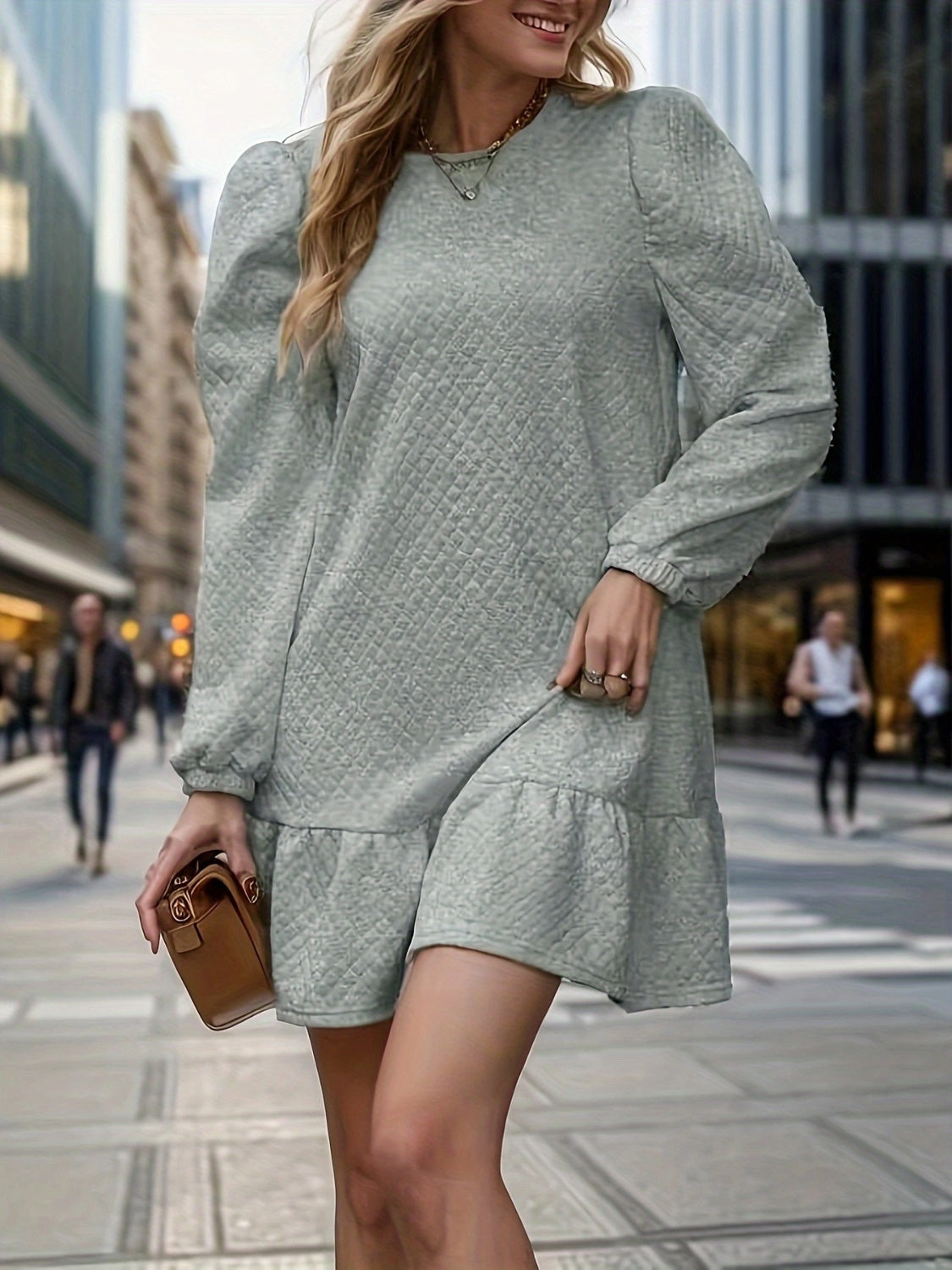 Round Neck Long Sleeve Mini Dress | Maekery Studio