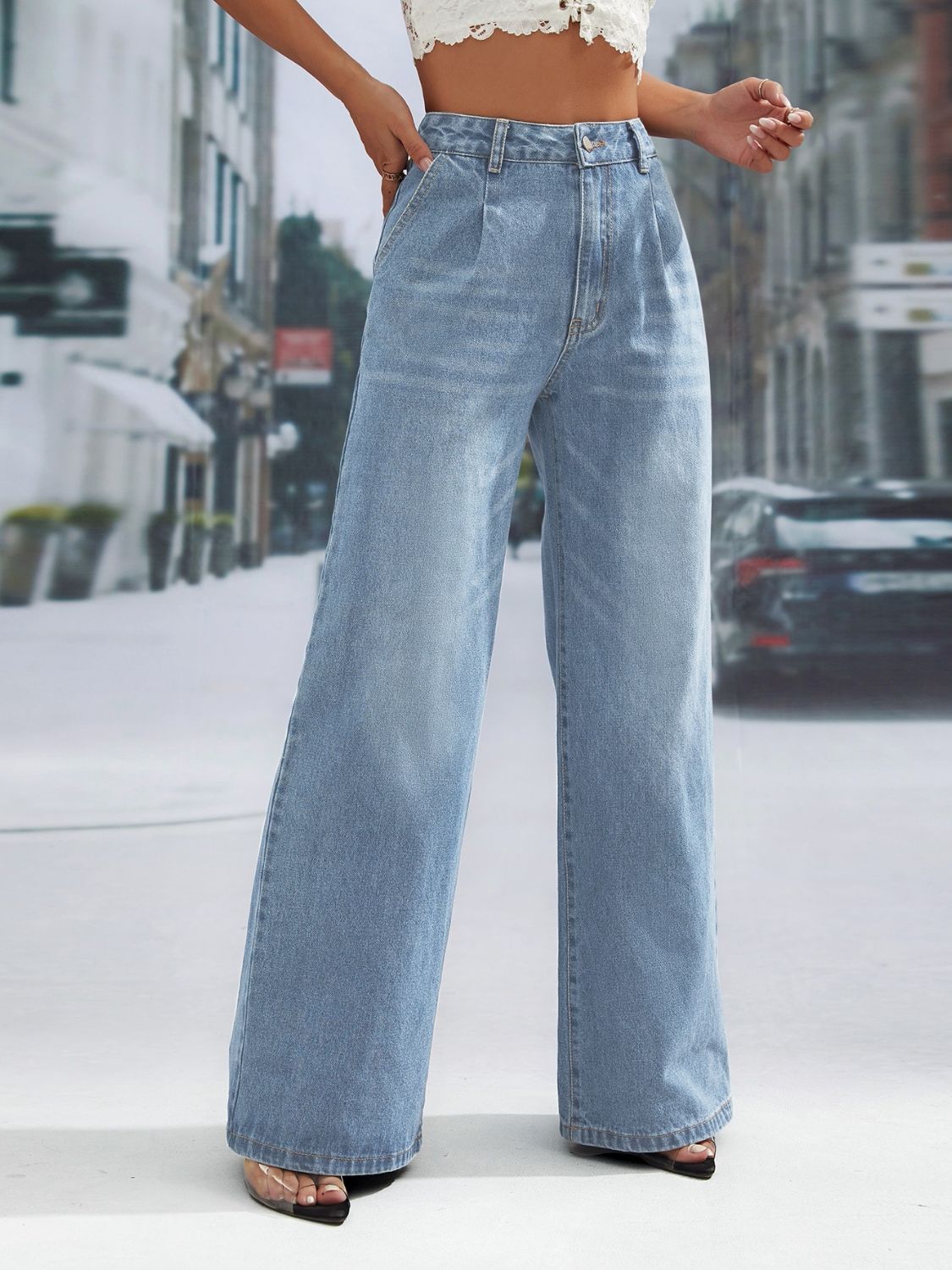 Wide Leg Jeans with Pockets | Maekery Studio