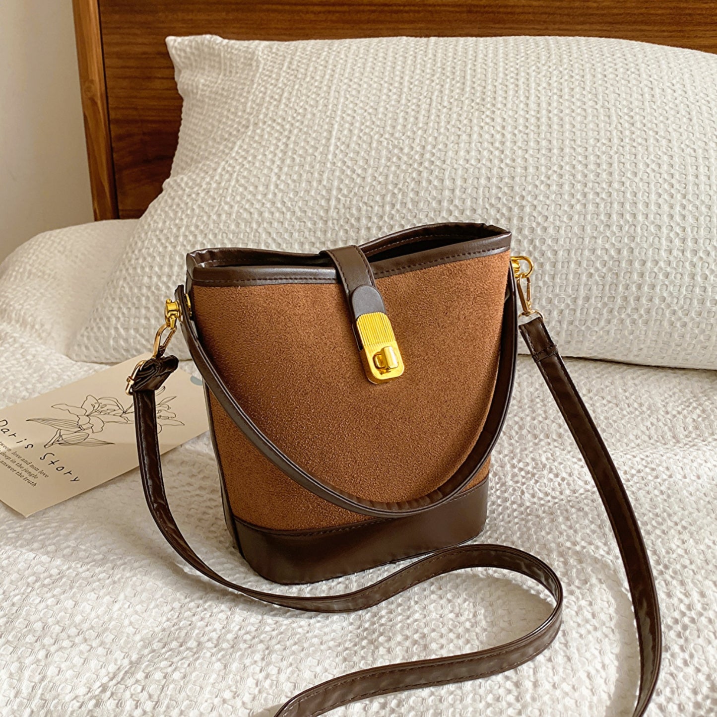 PU Leather Bucket Crossbody Bag | Maekery Studio