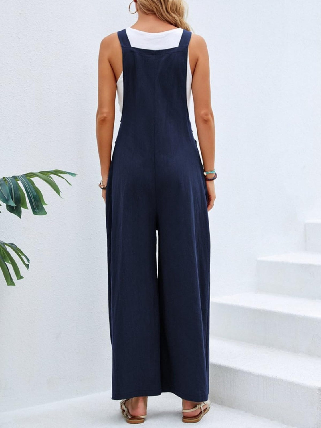 Full Size Square Neck Wide Strap Overalls | Maekery Studio