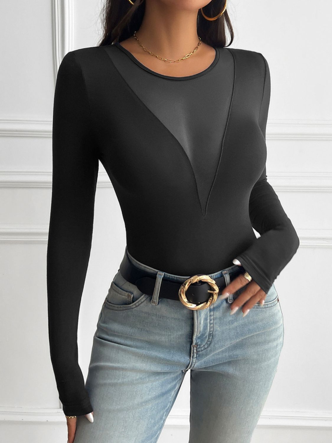 Devine Round Neck Long Sleeve T-Shirt| Maekery Studio