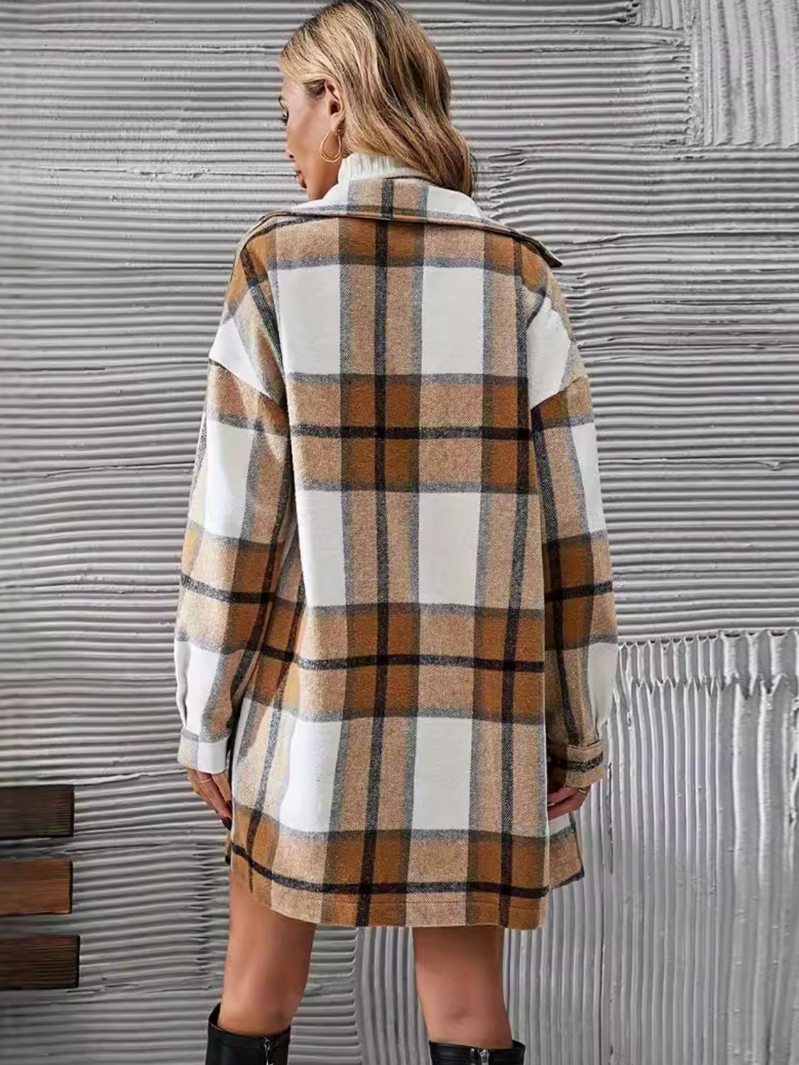 Plaid Button Up Long Sleeve Coat and Skirt Set | Maekery Studio