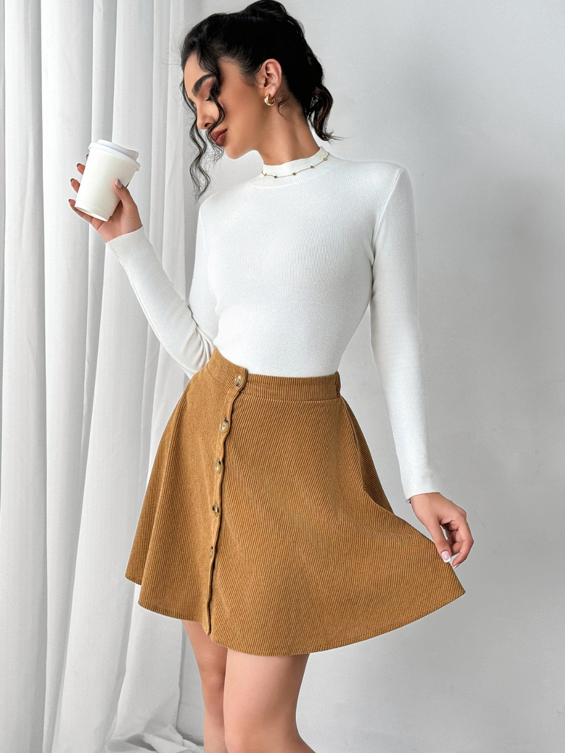 Buttoned Mini Skirt | Maekery Studio