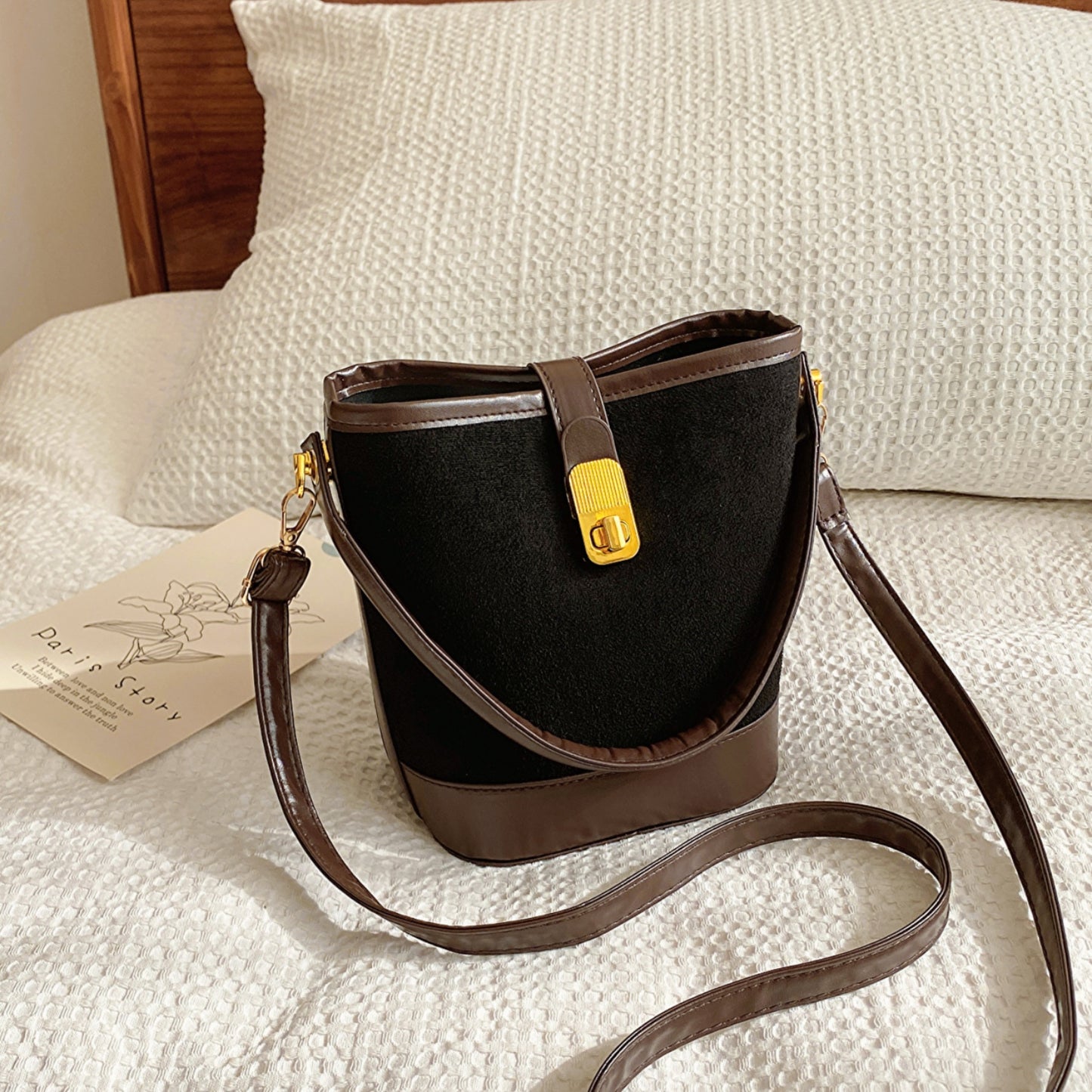 PU Leather Bucket Crossbody Bag | Maekery Studio