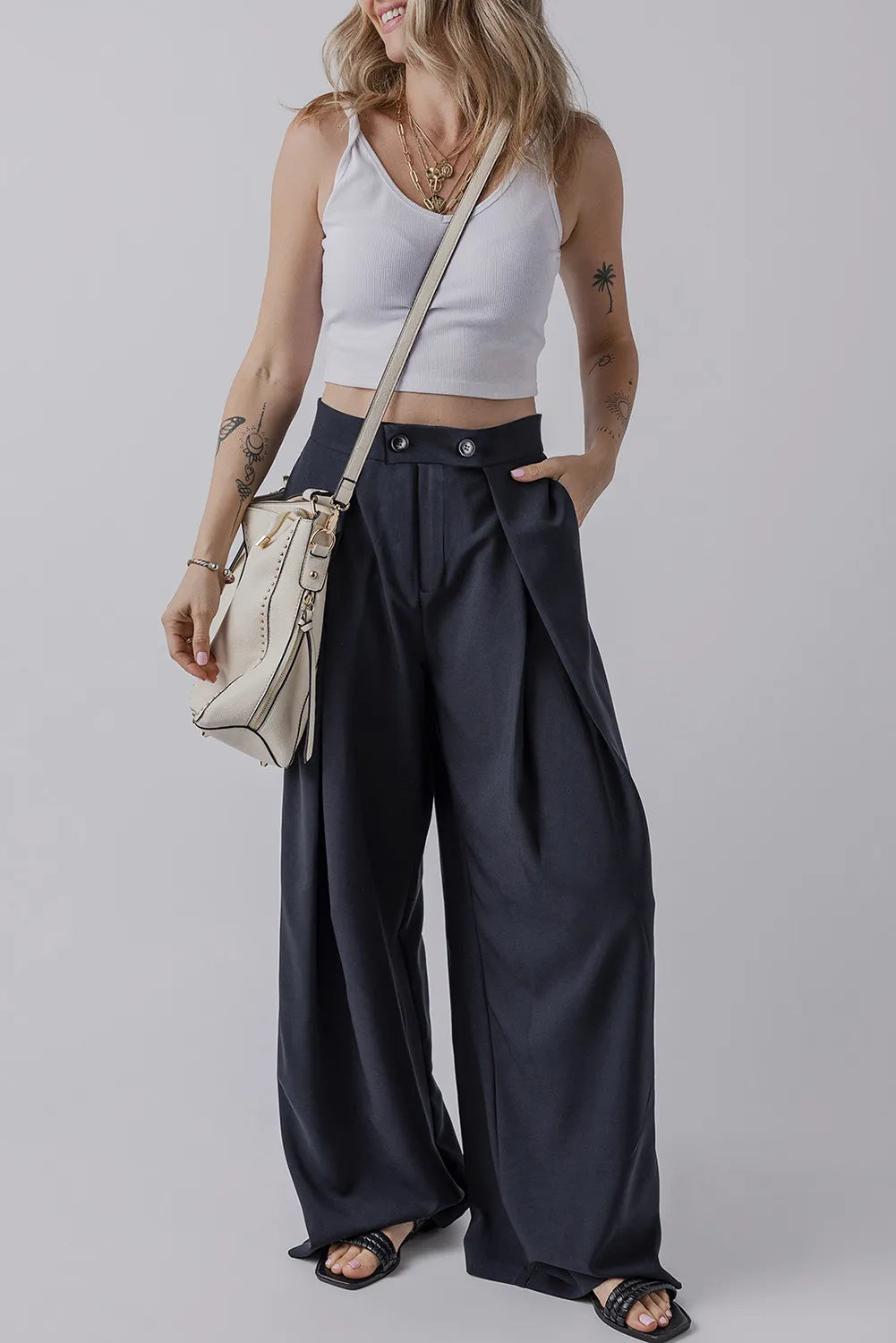 Wide Leg Pants with Pockets | Maekery Studio