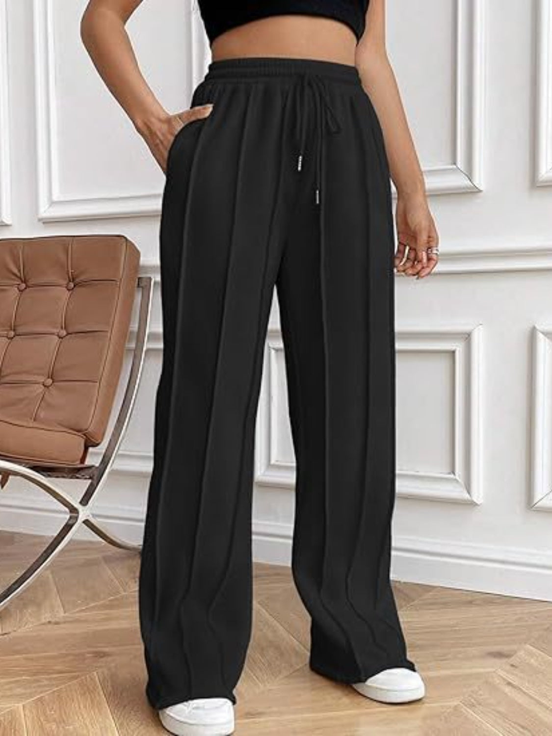 Drawstring Wide Leg Pants with Pockets | Maekery Studio