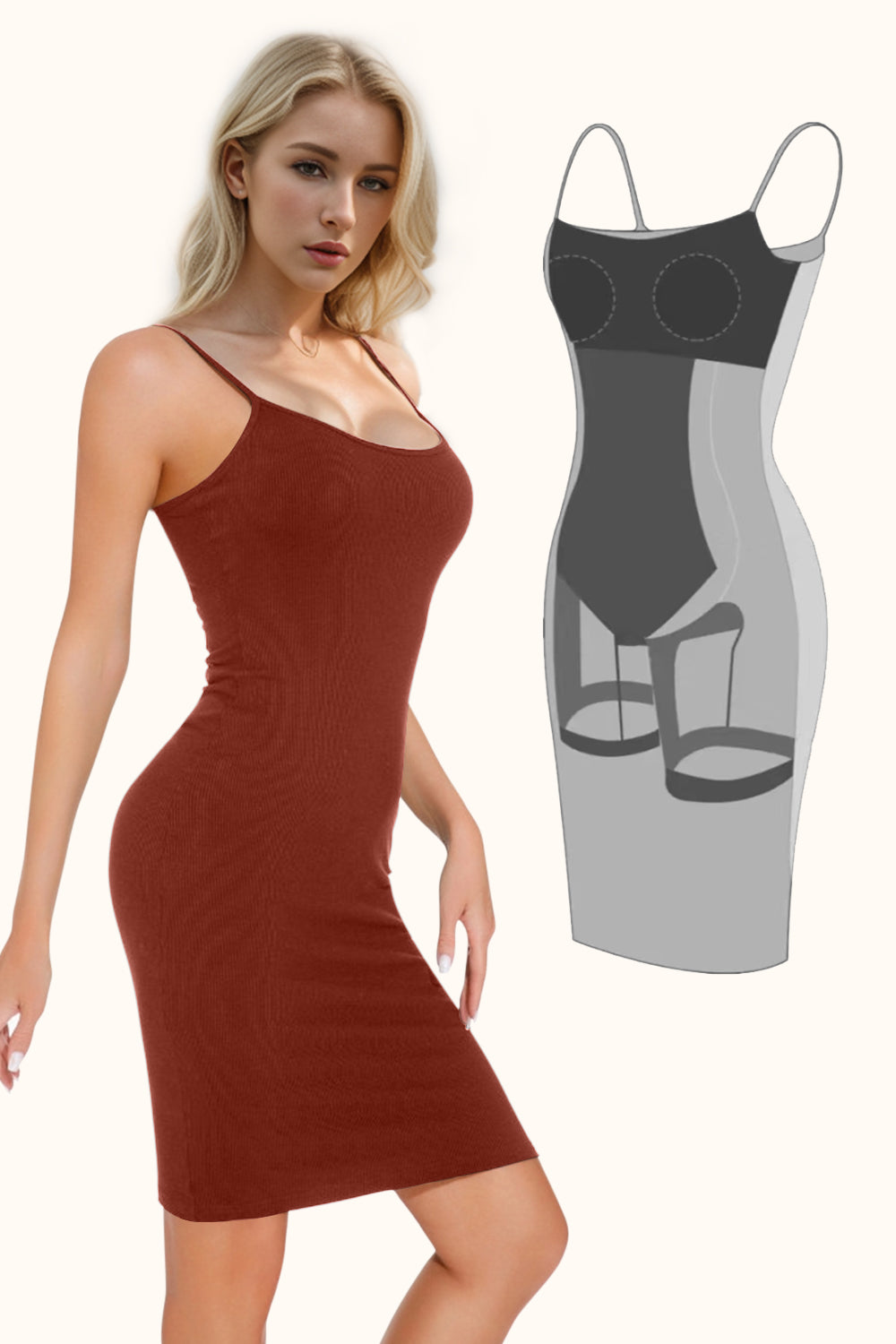 Basic Bae Full Size Built-In Shapewear Scoop Neck Sleeveless Dress | Maekery Studio