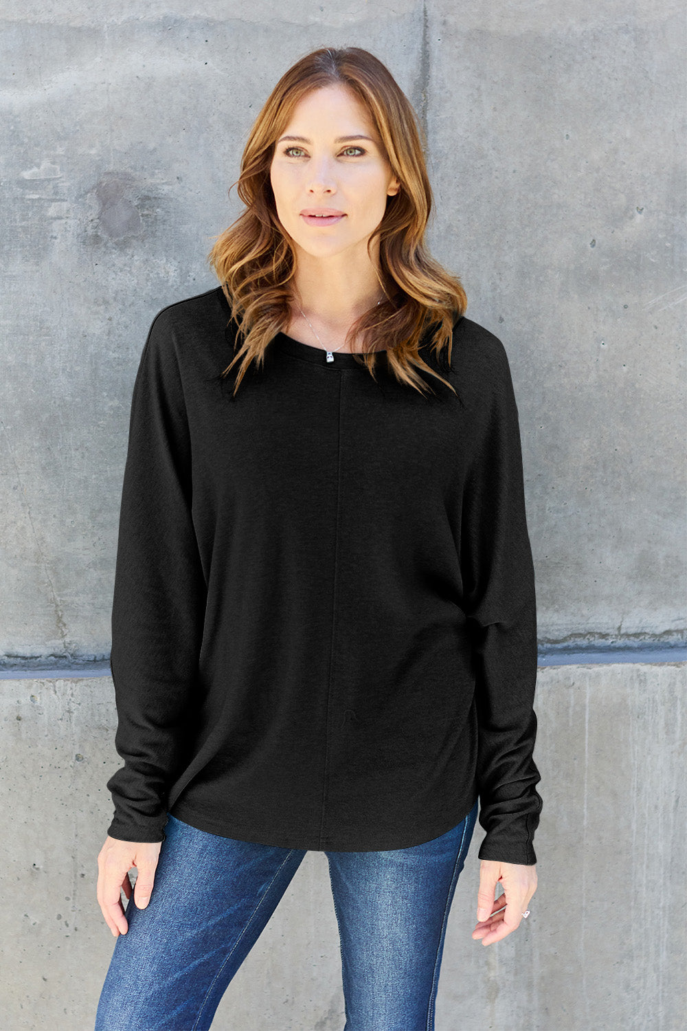 Double Take Full Size Round Neck Long Sleeve T-Shirt | Maekery Studio