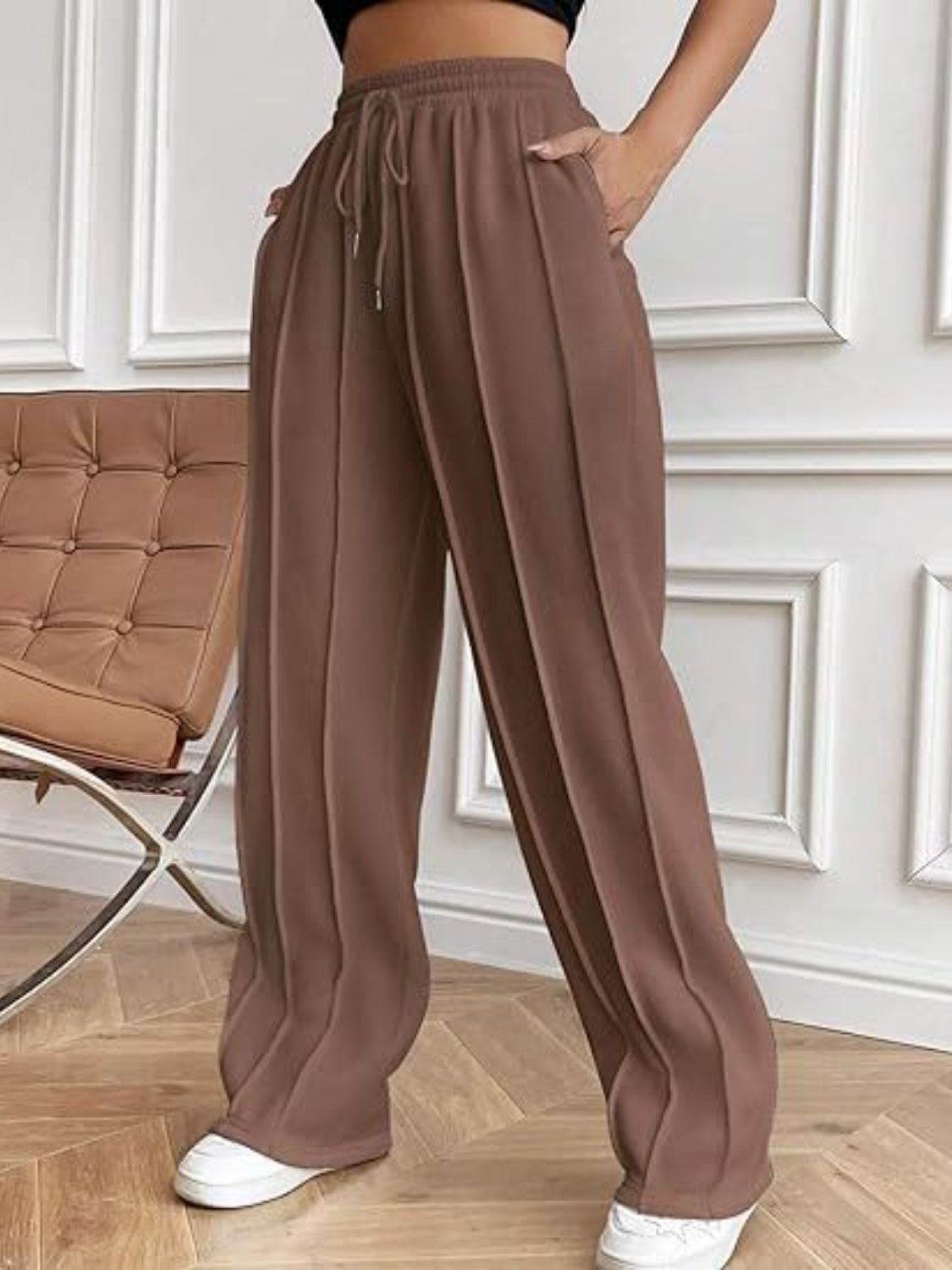 Drawstring Wide Leg Pants with Pockets | Maekery Studio