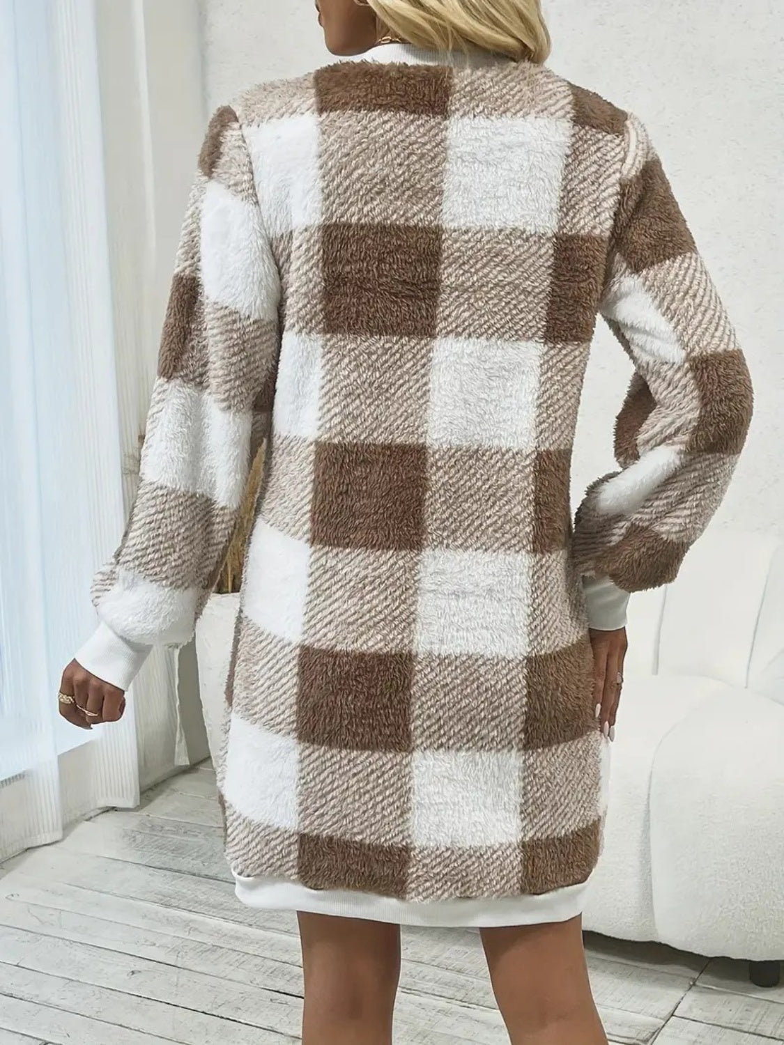 Plaid V-Neck Long Sleeve Dress | Maekery Studio