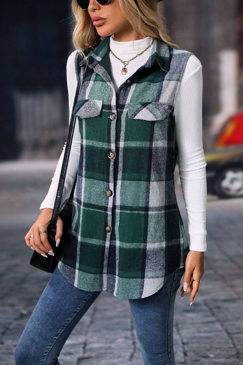 Plaid Button Up Vest Coat | Maekery Studio