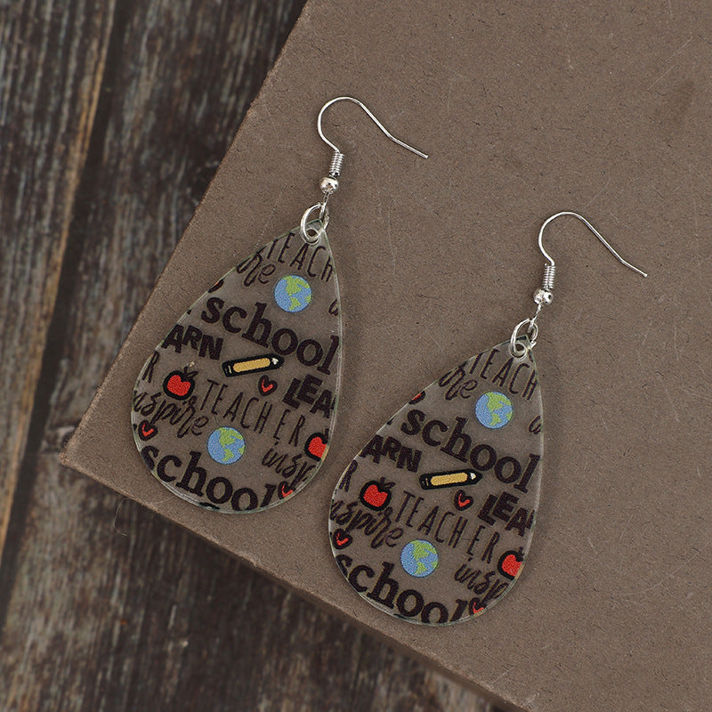 Acrylic Letter Teardrop Shape Earrings | Maekery Studio