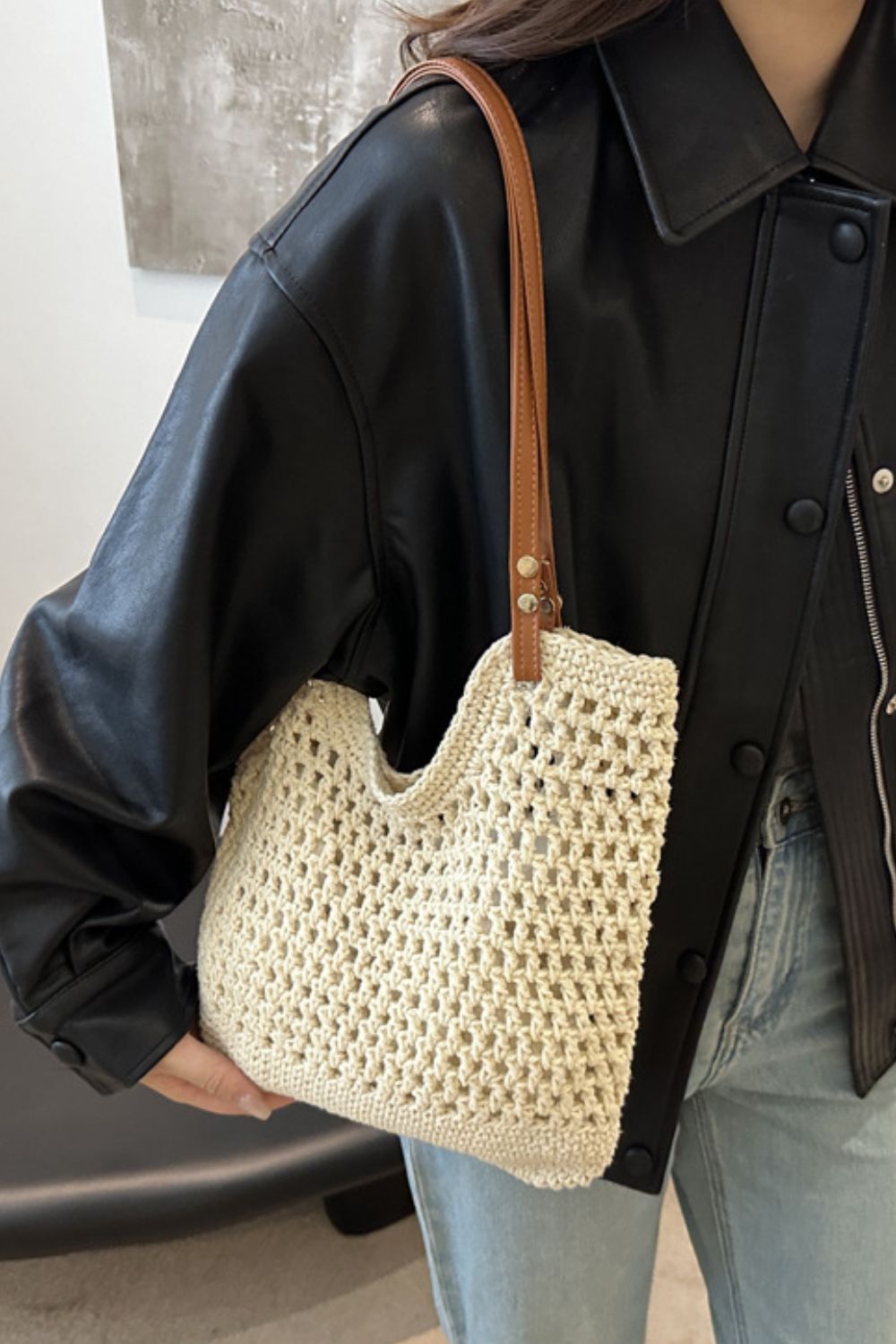 Openwork Woven Tote Bag | Maekery Studio