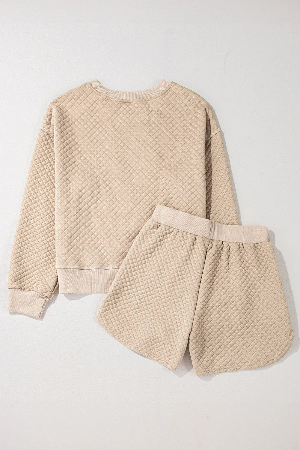 Quilted Round Neck Long Sleeve Top and Shorts Set | Maekery Studio