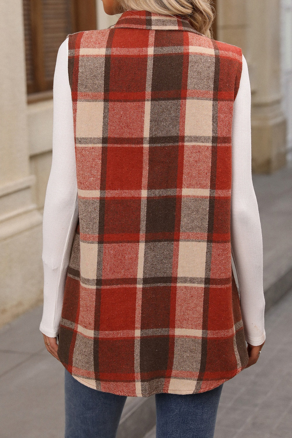 Plaid Button Up Vest Coat | Maekery Studio