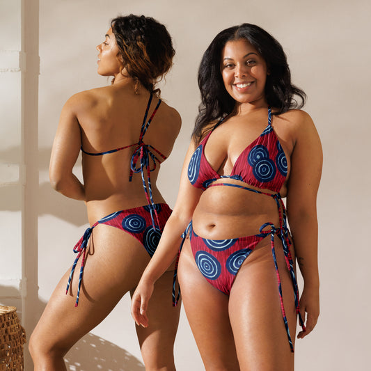 Red African Print string bikini | Maekery Studio