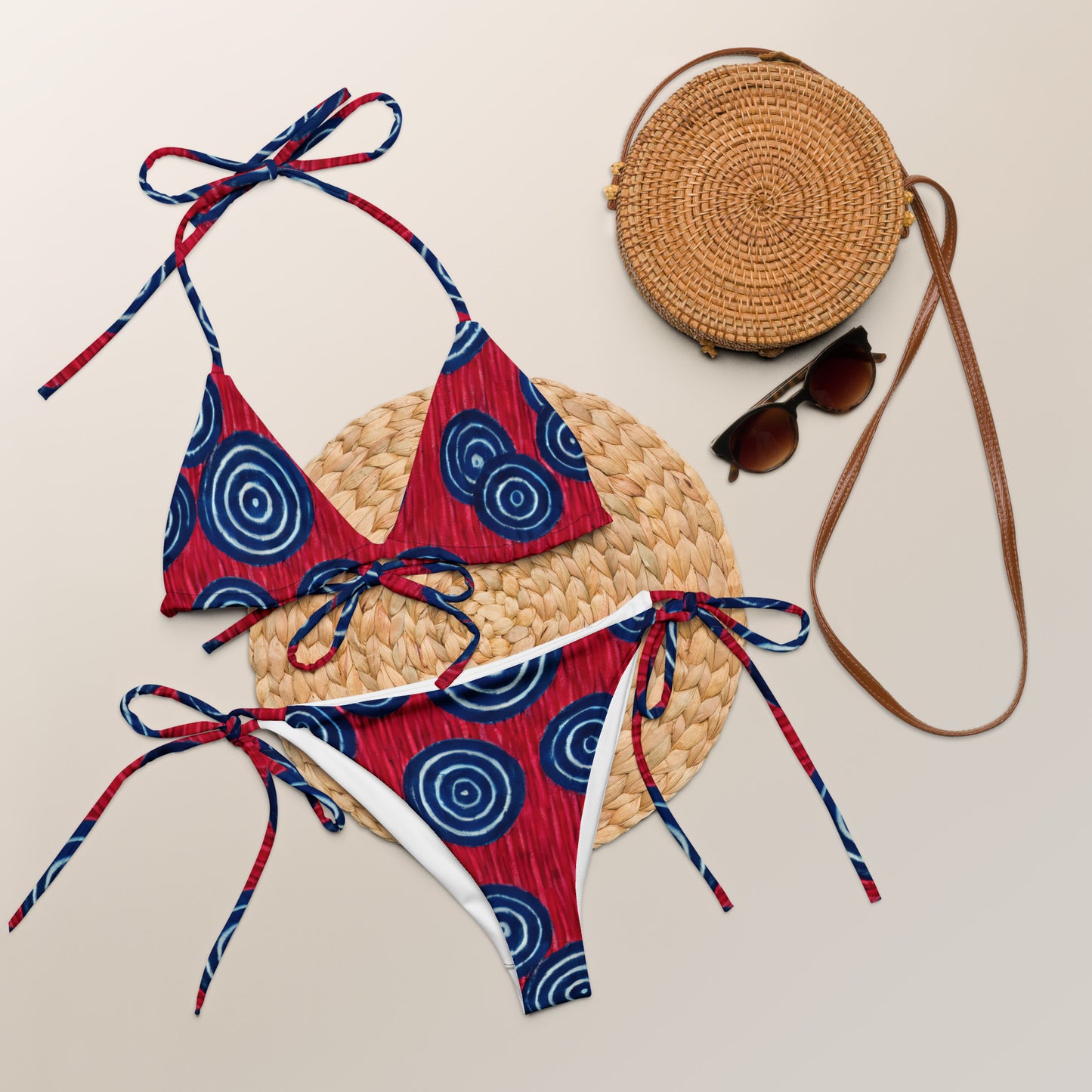 Red African Print string bikini | Maekery Studio