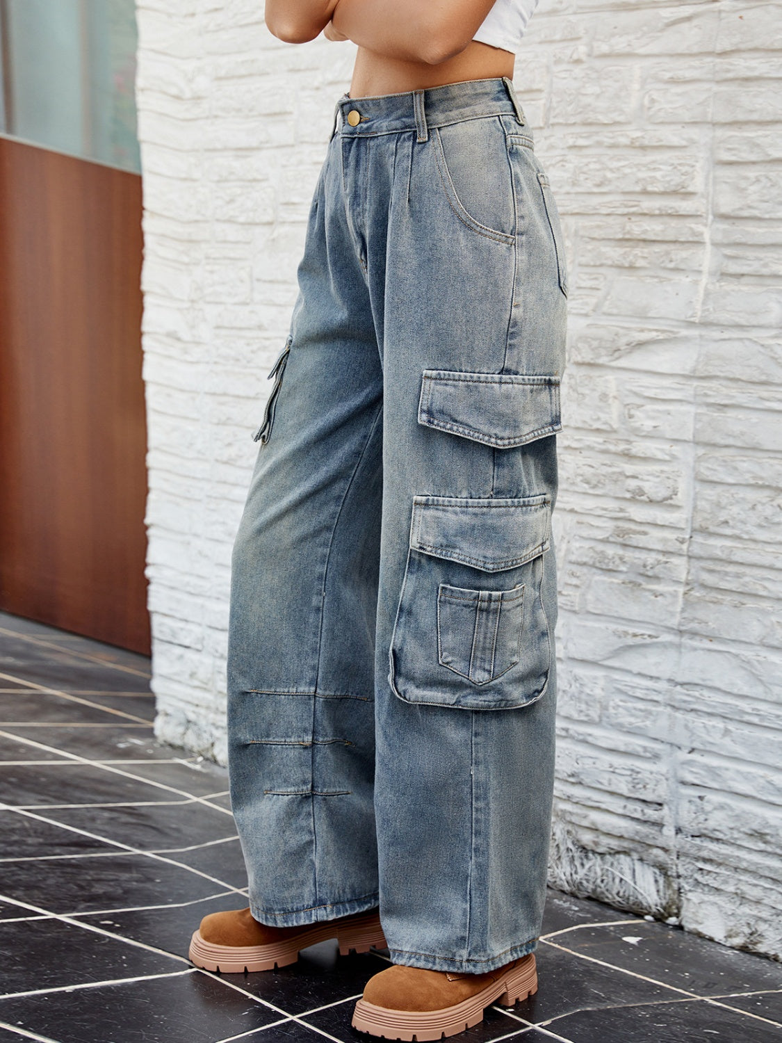 Washed Jeans with Pockets | Maekery Studio