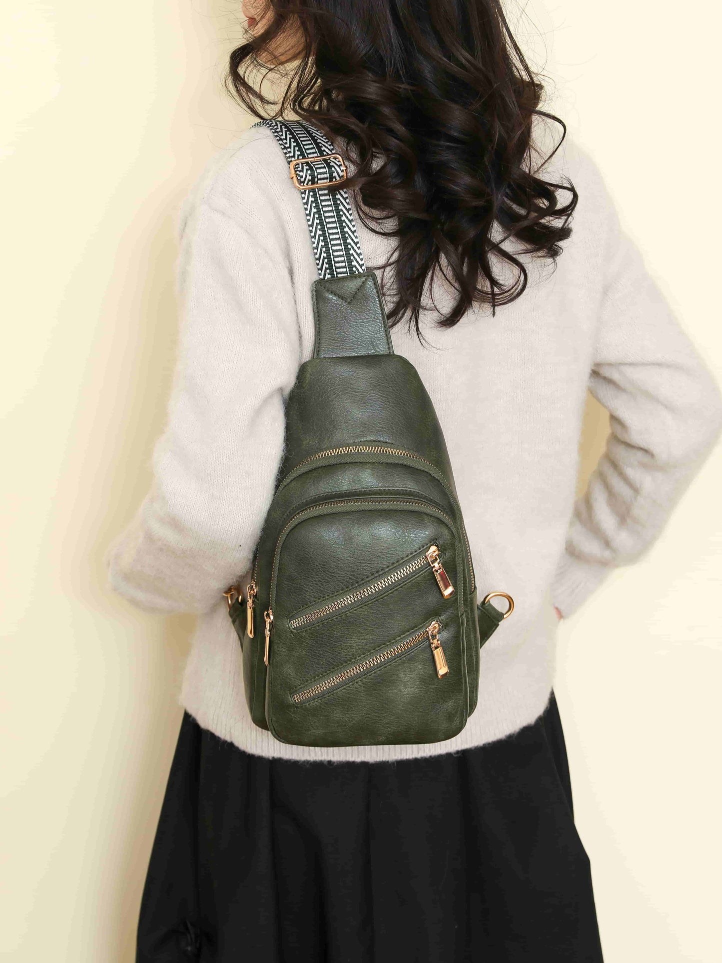 PU Leather Adjustable Strap Sling Bag | Maekery Studio