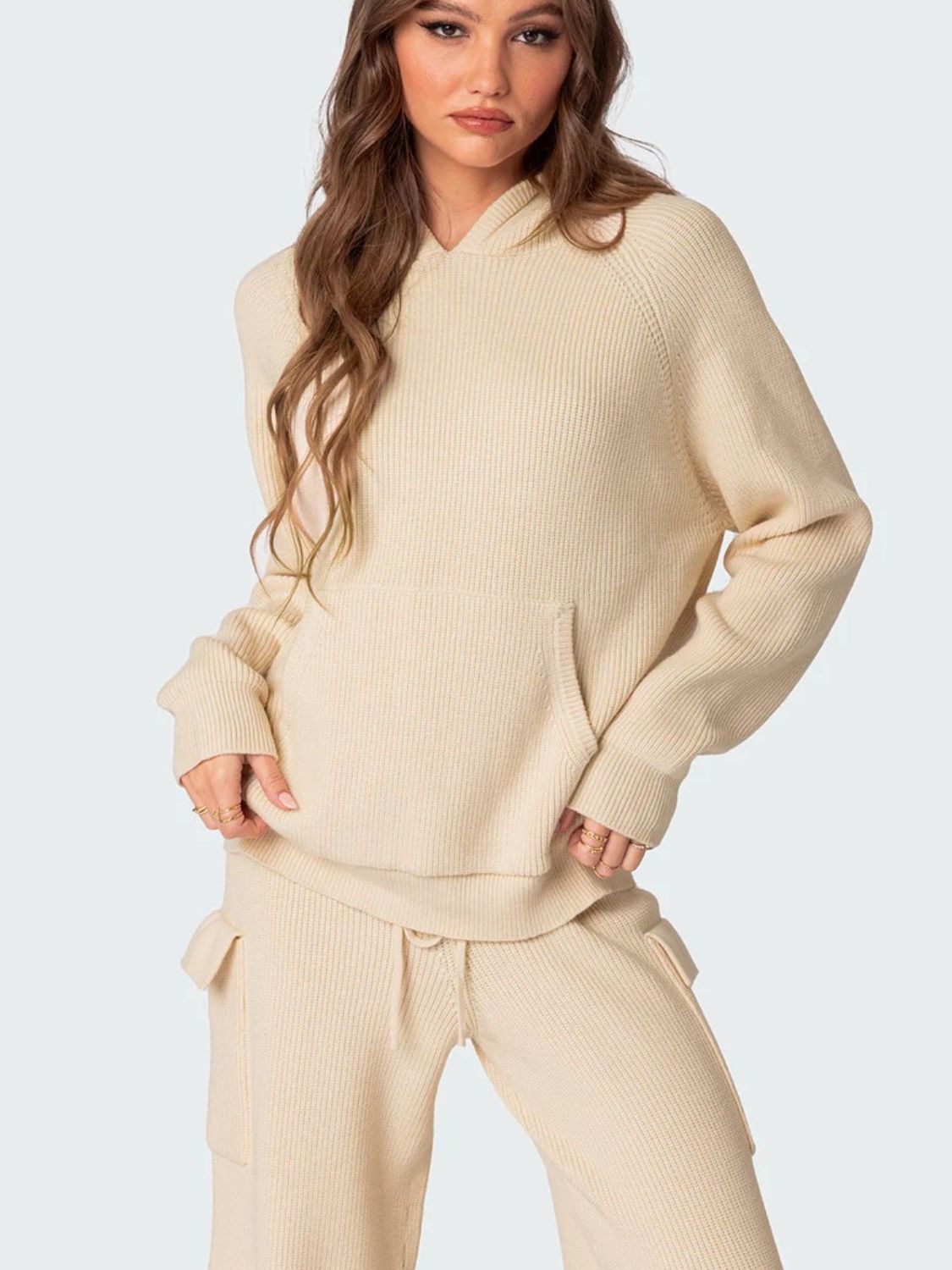 Long Sleeve Hooded Top and Pants Sweater Set | Maekery Studio