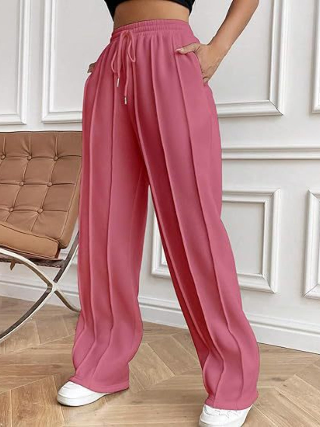 Drawstring Wide Leg Pants with Pockets | Maekery Studio