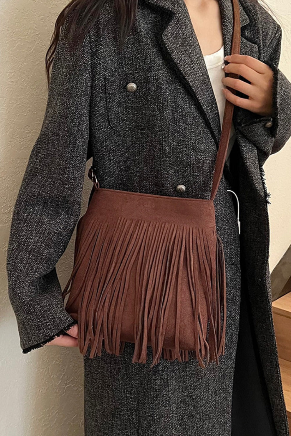 Suede Fringe Shoulder Bag | Maekery Studio