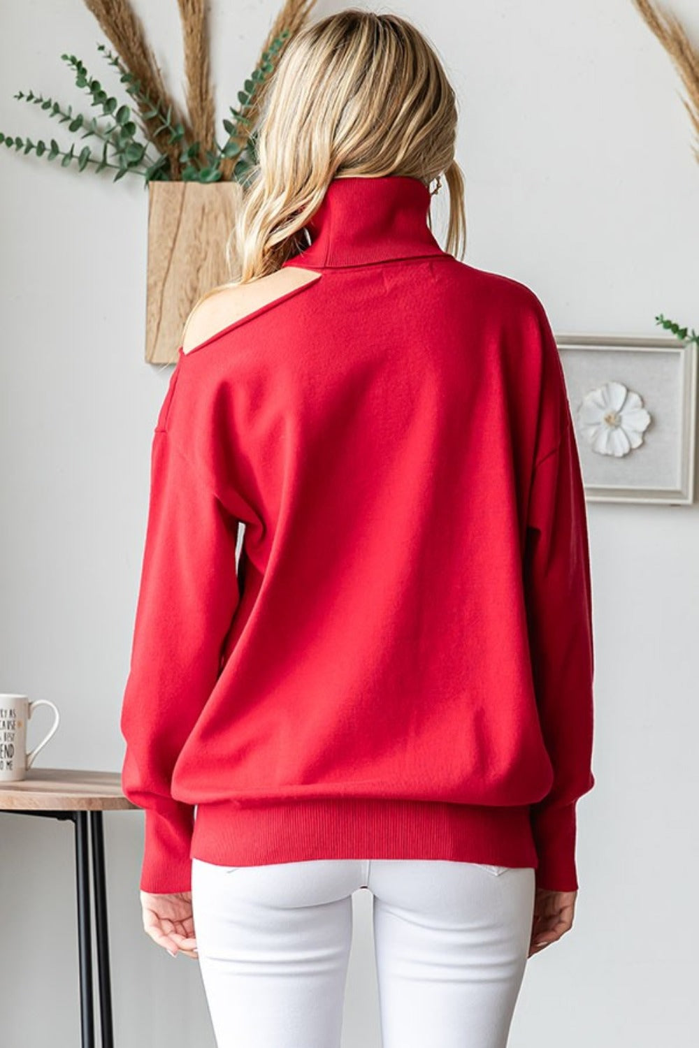 First Love Cut Out Shoulder Turtleneck Sweater | Maekery Studio