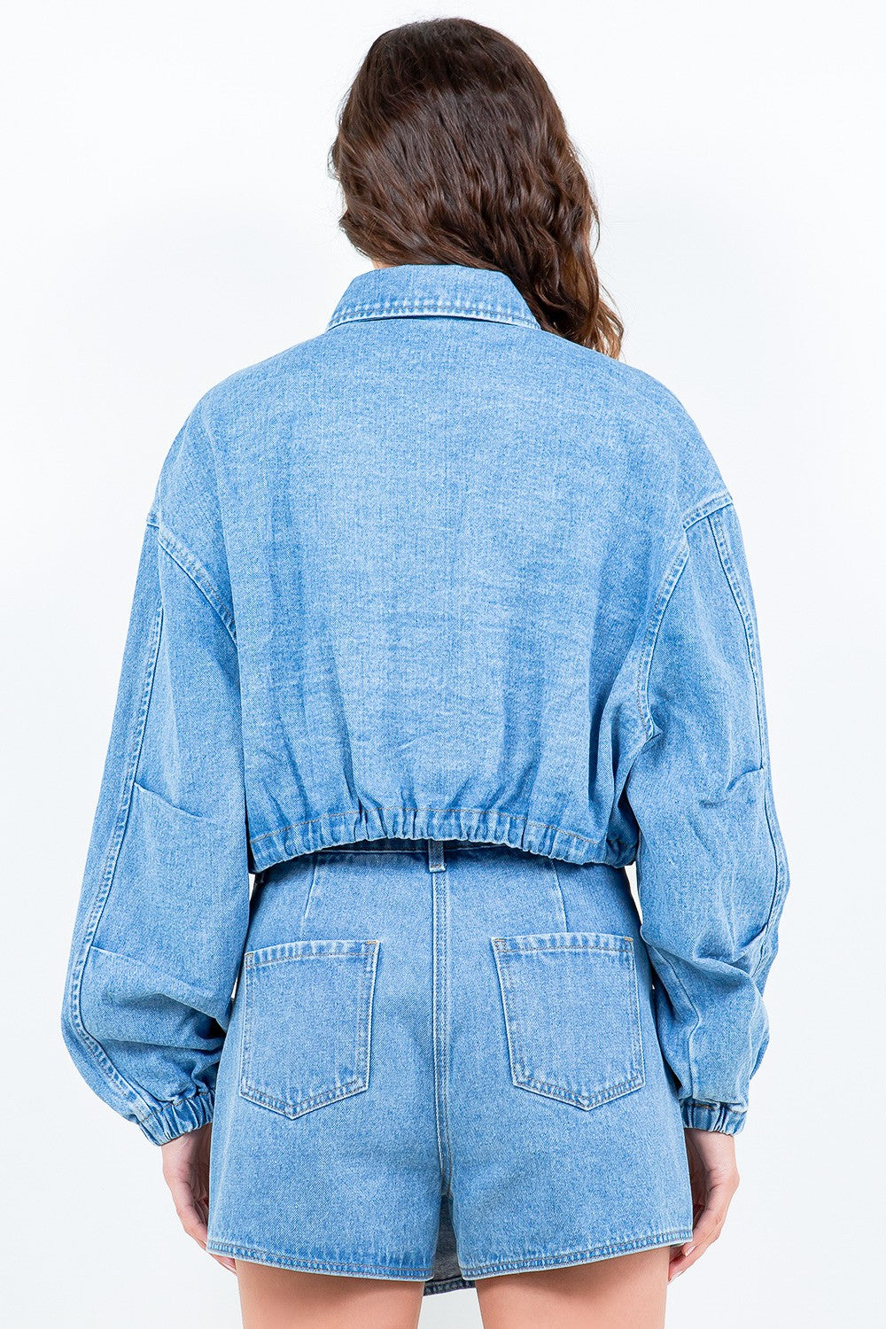 American Bazi Drawstring Waist Crop Denim Jacket | Maekery Studio