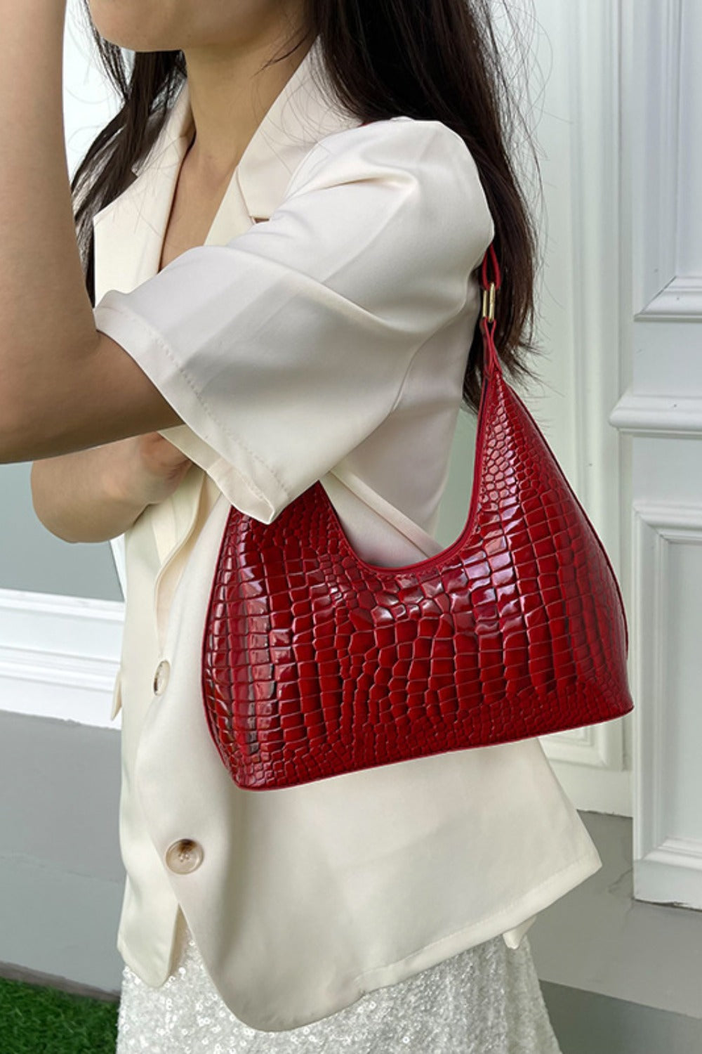 PU Leather Stone Texture Shoulder Bag | Maekery Studio