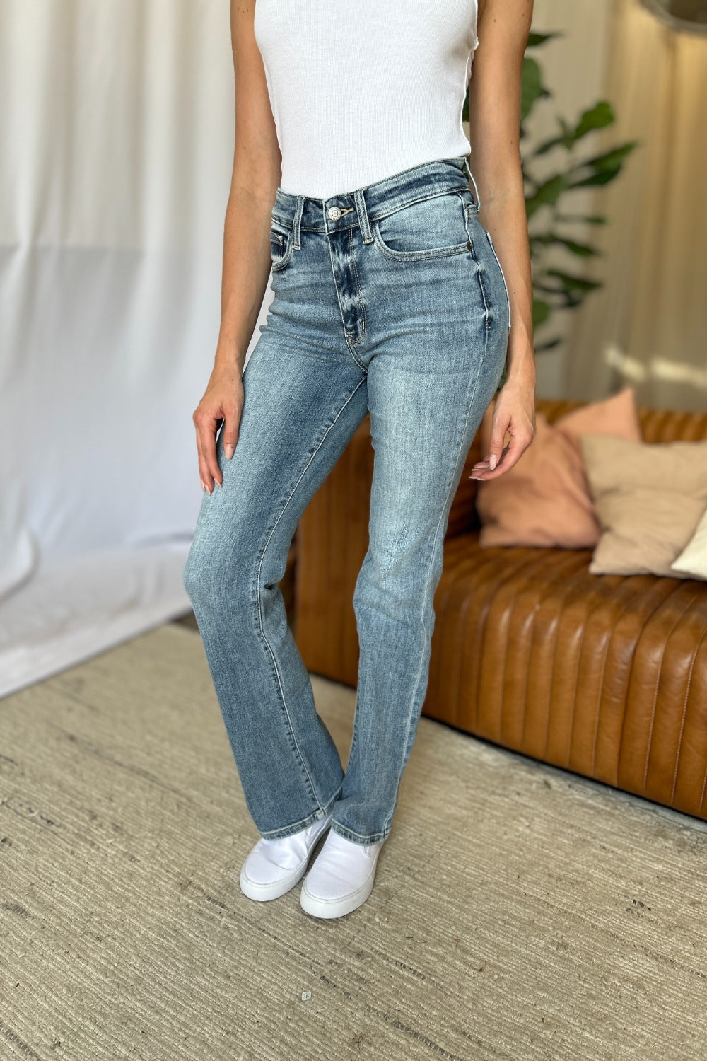 Judy Blue Full Size Medium Rise Bootcut Jeans | Maekery Studio