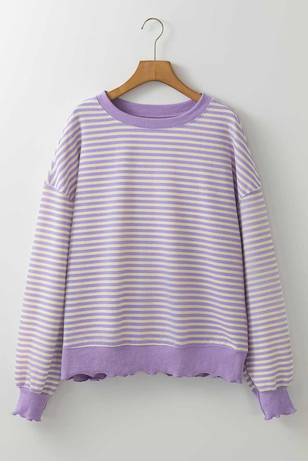 Purple Stripe Drop Shoulder Long Sleeve Top