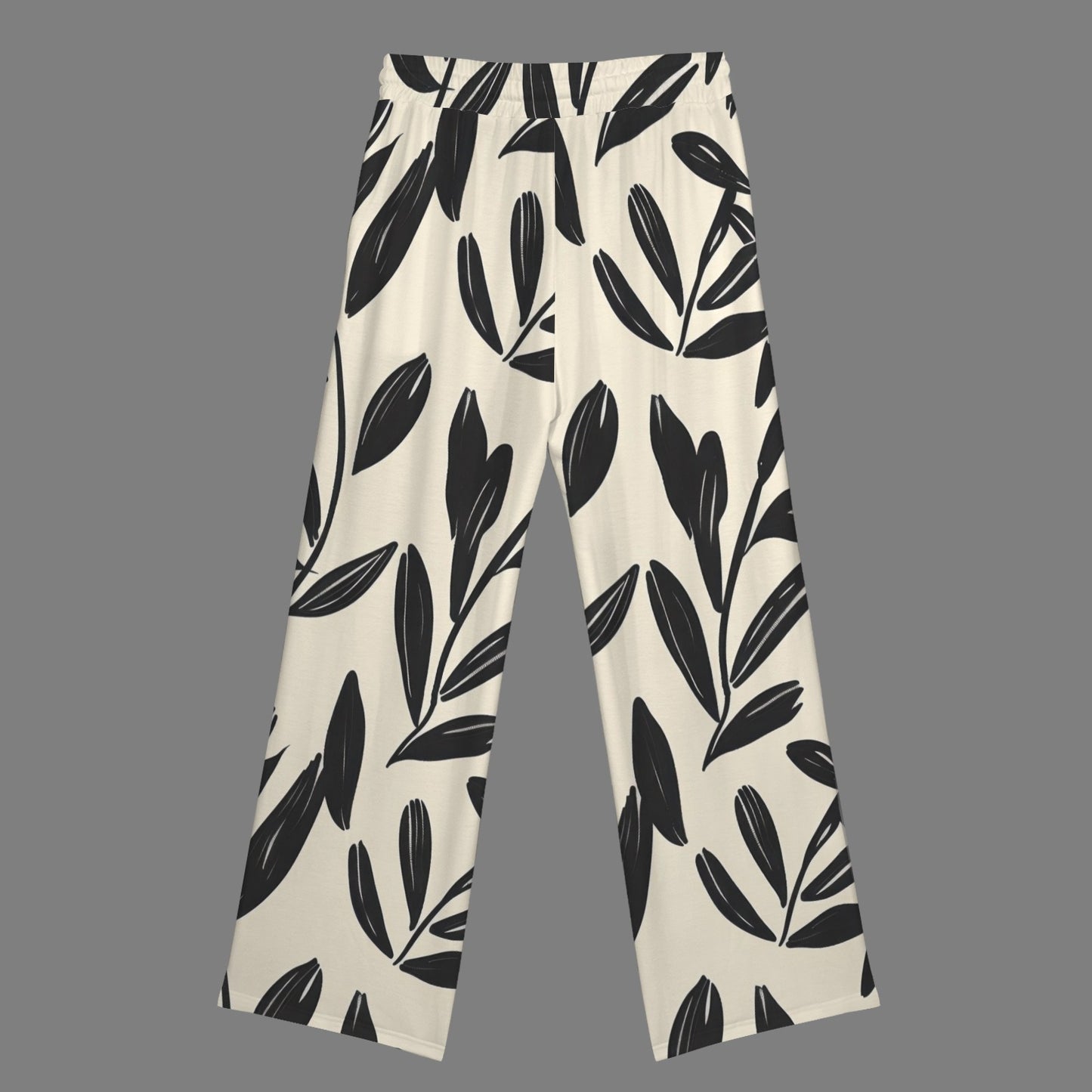 Black Leaf Wide Leg Sweatpants