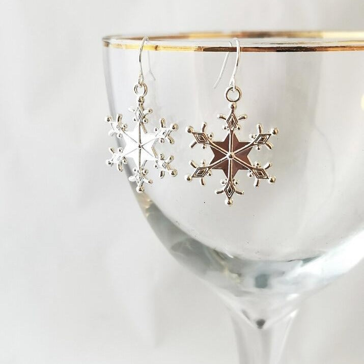 Silver-Plated Snowflakes Earrings | Maekery Studio