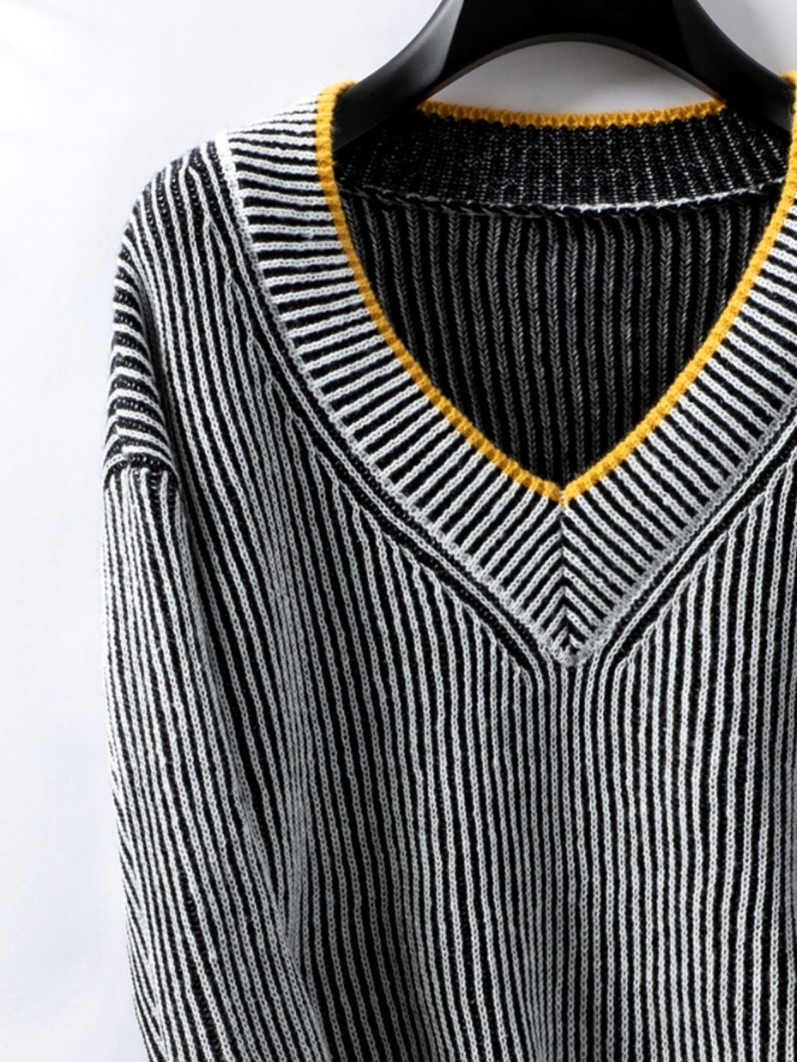 Striped V-Neck Long Sleeve Sweater | Maekery Studio