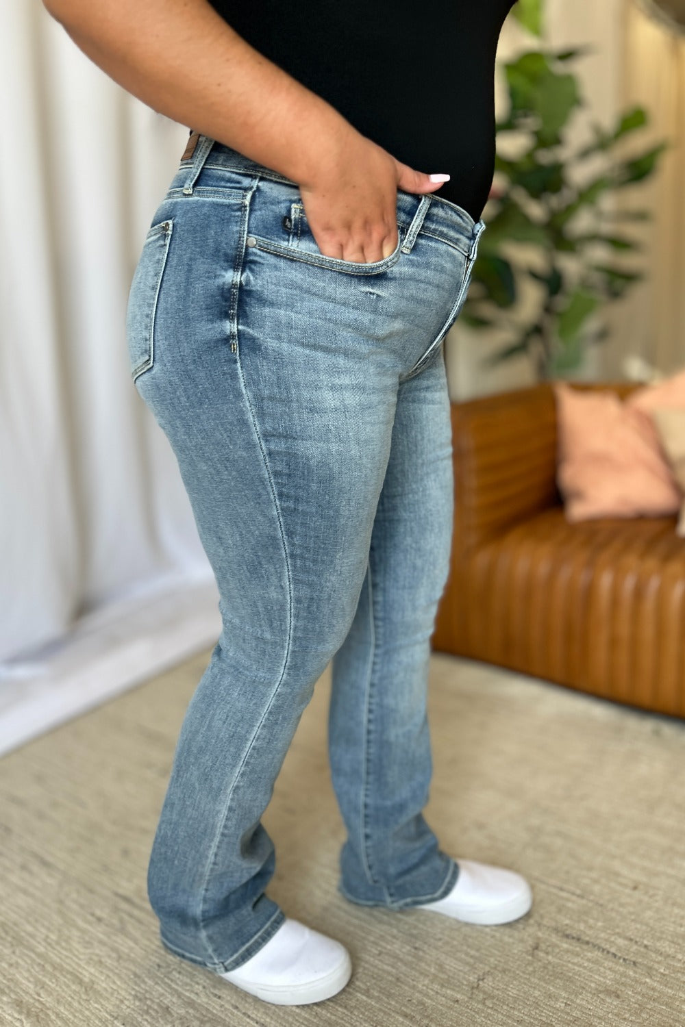 Judy Blue Full Size Medium Rise Bootcut Jeans | Maekery Studio