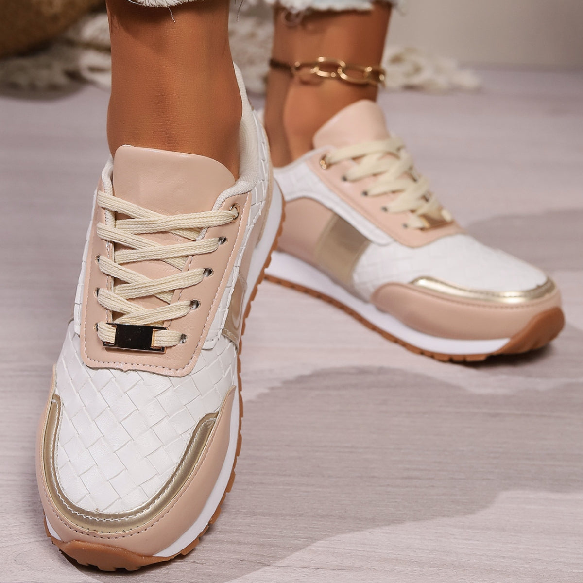 Lace-Up PU Leather Sneakers | Maekery Studio