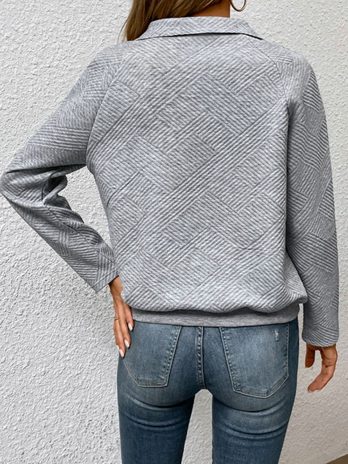 Perfee Half Buttoned Collared Neck Sweatshirt with Pocket | Maekery Studio