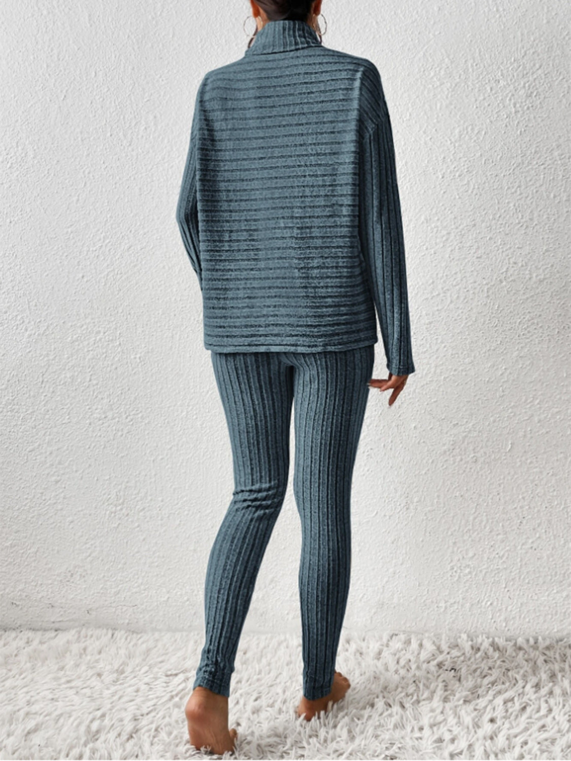 Ribbed Turtleneck Top and Pants Set | Maekery Studio