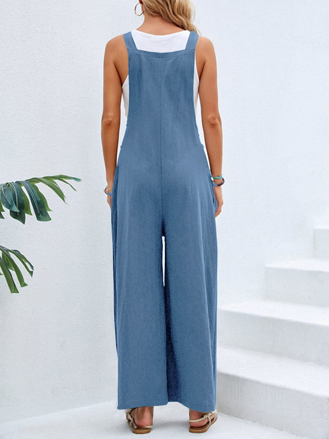 Full Size Square Neck Wide Strap Overalls | Maekery Studio