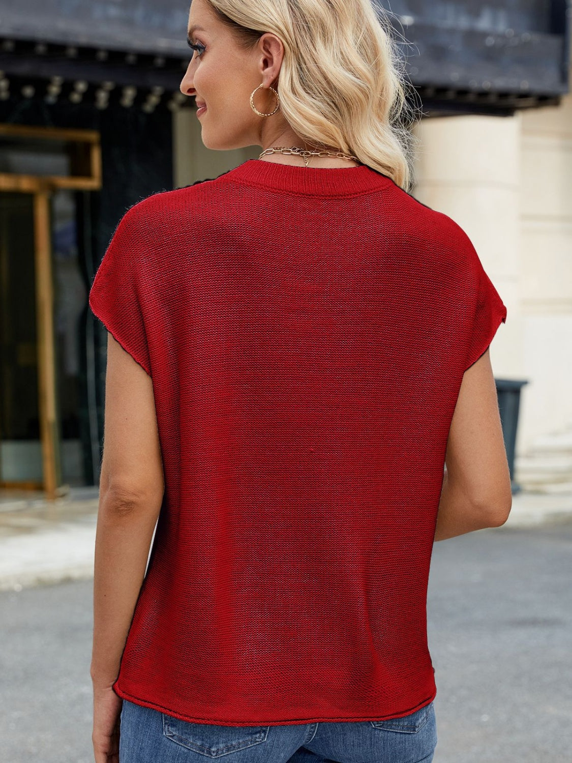 Exposed Seam Round Neck Short Sleeve Sweater | Maekery Studio