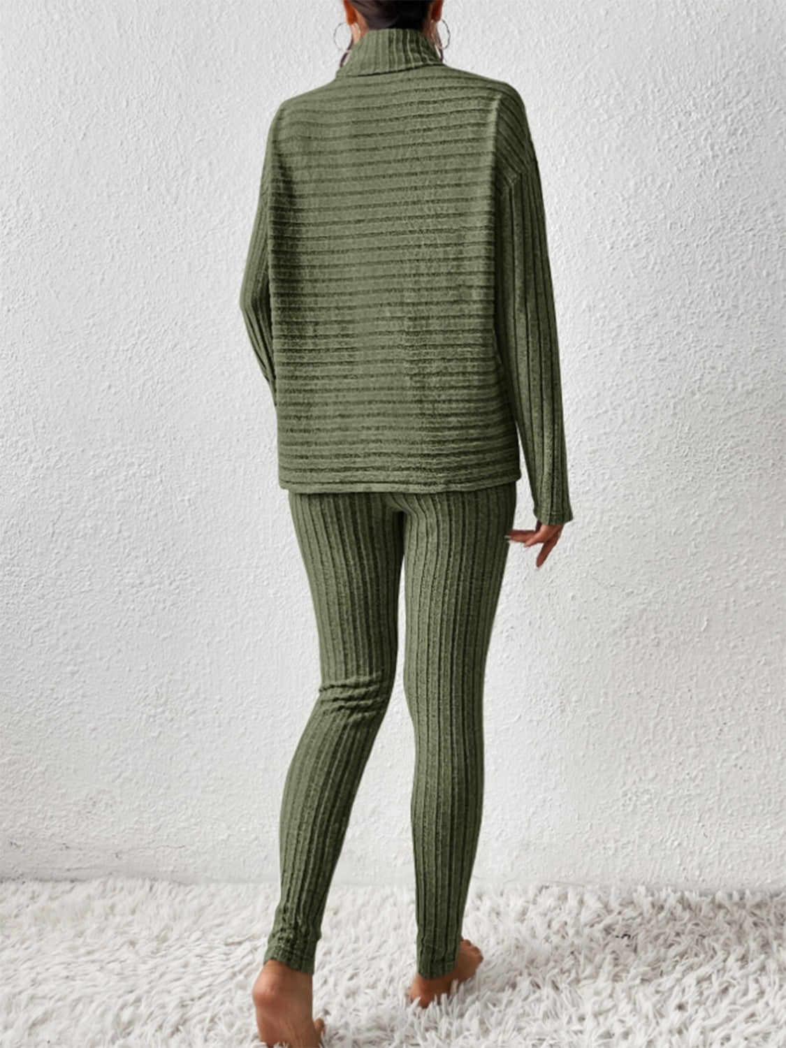 Ribbed Turtleneck Top and Pants Set | Maekery Studio