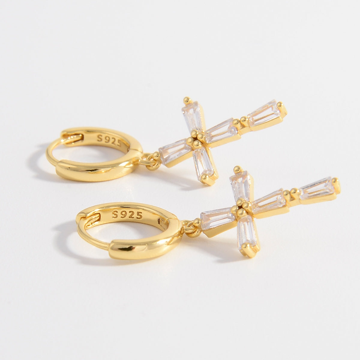 925 Sterling Silver Zircon Cross Earrings | Maekery Studio