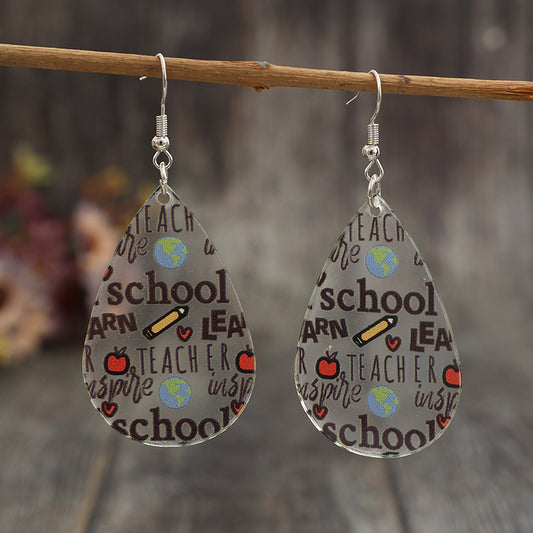 Acrylic Letter Teardrop Shape Earrings | Maekery Studio