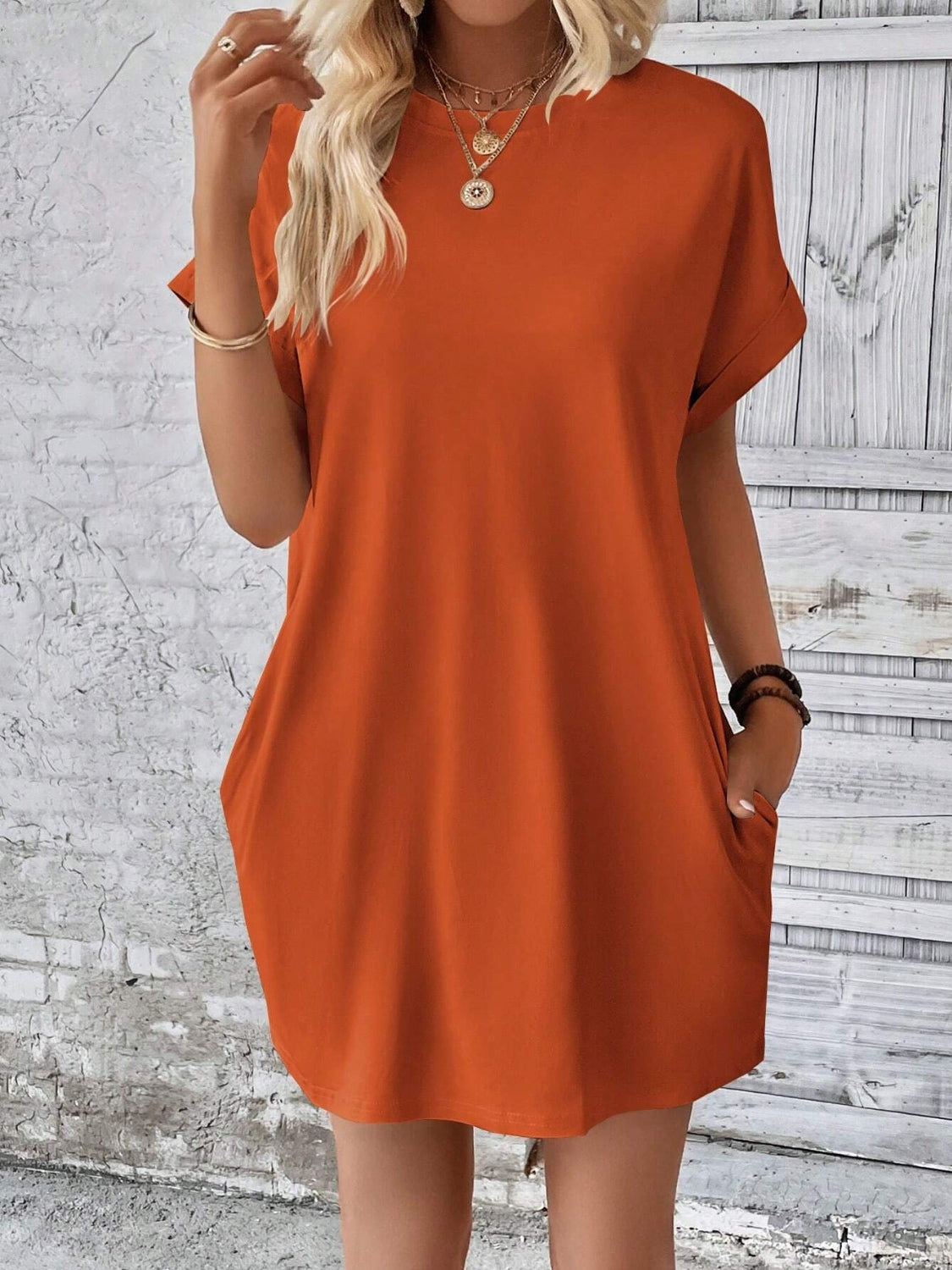 Round Neck Short Sleeve Mini Dress | Maekery Studio