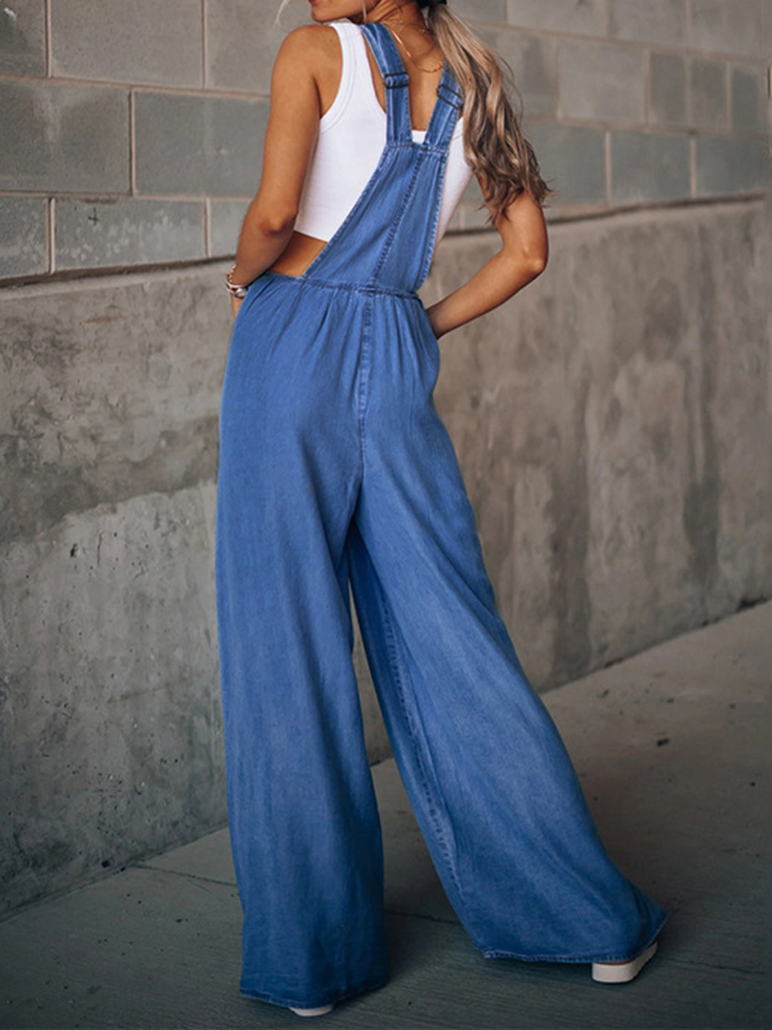 Wide Leg Denim Overalls | Maekery Studio